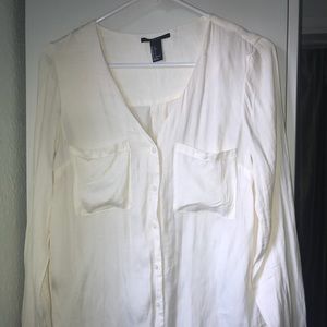Simple cream button down soft top